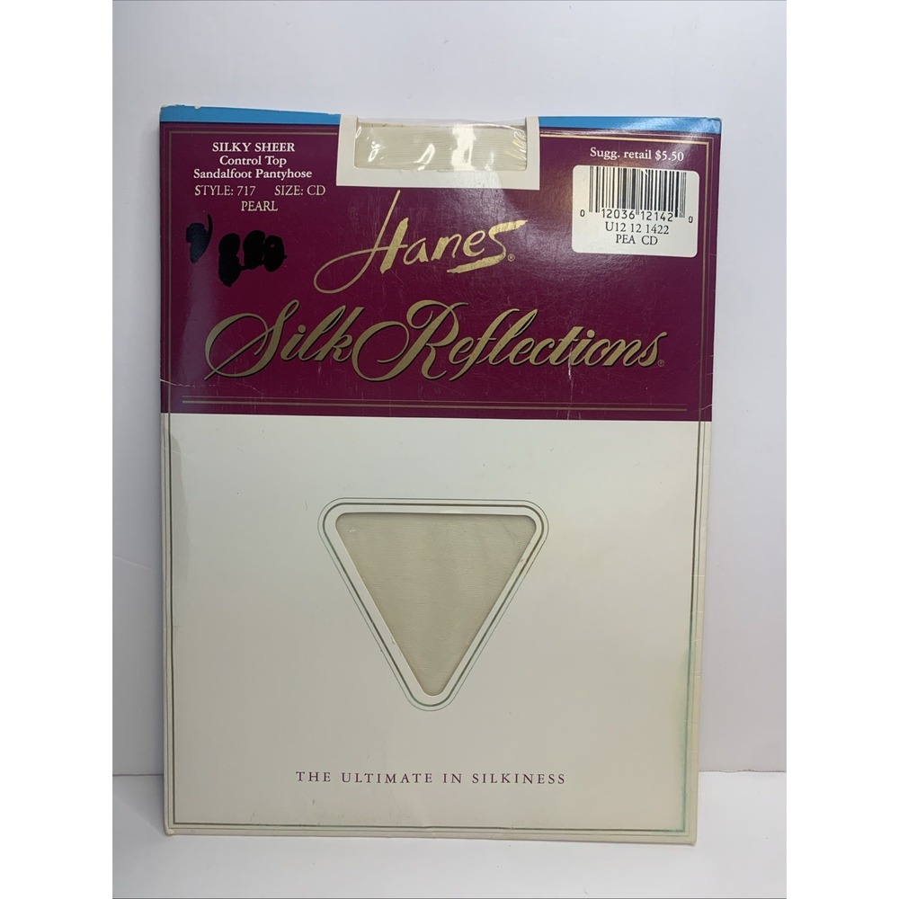 Hanes Silk Reflections Sheer Collection Silky Sheer Sandalfoot Pearl size CD New